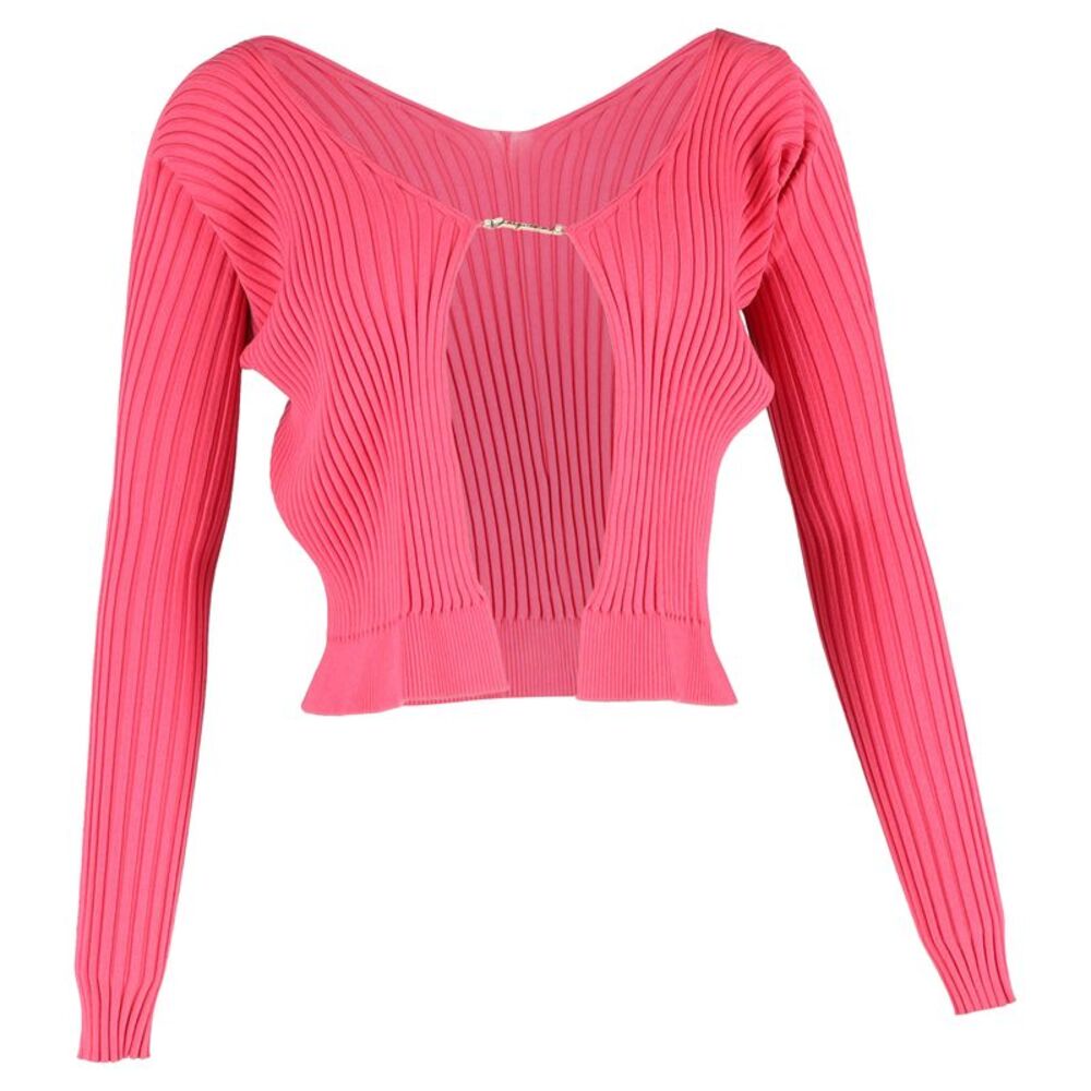Jacquemus La Maille Pralu Cropped Cardigan in Pink Viscose